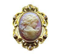 Cameo Brooch Pin, Vintage Inspired Victorian Cameos Brooch/Pendant Art Deco Antique in Gold Tone Frame, Resin, no gemstone