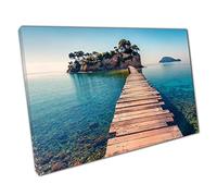 Cameo Island Canvas Wall Art Print - Spring View Port Sostis Zakinthos Greece Decor 61x41cm (24x16In) Depth 20mm