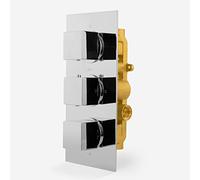 Cameo Modern Square 3 Dial 2 Outlet Concealed Shower Valve - Chrome