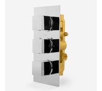 Cameo Modern Square 3 Dial 2 Outlet Concealed Shower Valve - Chrome