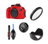 Camera Accessories Bundle Set For Canon EOS 650D, Rebel T4i, Kiss X6i with Canon EF-S 18-55mm Lens include Red Silicone Camera Case, UV Filter, Lens Hood, Lens Cap, Cleaning Pen, Air Blower Pump