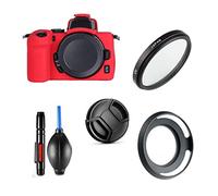 Camera Accessories Bundle Set For Nikon Z50 camera with Nikon NIKKOR Z DX 16-50mm f/3.5-6.3 VR Lens including Red Silicone Camera Case, UV Filter, Lens Hood, Lens Cap, Cleaning Pen, Pump
