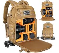 Camera Backpack with 15.6" Laptop Compartment - Waterproof Camera Bag, Durable DSLR/SLR Photography Bag Compatible with Canon, Nikon, DJI Drones | Removable Padded Insert | Tripod Holder Strap (Khaki)