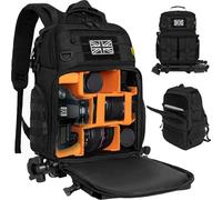 Camera Backpack with 15.6" Laptop Compartment - Waterproof Camera Bag, Durable DSLR/SLR Photography Bag Compatible with Canon, Nikon, DJI Drones | Removable Padded Insert | Tripod Holder Strap (Black)