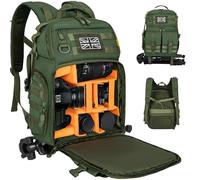 Camera Backpack with 15.6" Laptop Compartment - Waterproof Camera Bag, Durable DSLR/SLR Photography Bag Compatible with Canon, Nikon, DJI Drones | Removable Padded Insert | Tripod Holder Strap (Green)
