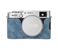 Camera Bag PU Leather Half Body Case for Fujifilm for Fuji X100VI x100vi Battery Opening Bottom Cover(X100VI Blue)