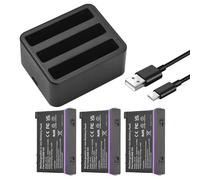 Camera Battery 3-Pack 2500mAh With Triple-Slot Type-C - Quick LED Indicators for Photographers