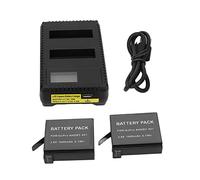 Camera Battery Charger, LCD Display Battery Charger with 2 Camera Batteries, Portable Dual Slot Charger Compatible for GoPro Hero 4 Battery