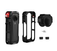 Camera Cage for Insta360 X4 Air Aluminum Alloy Protective Frame Case with Silicone Lens Guard Cap and Mic Wind Muff, Rabbit Cage Metal Bezel with 1/4" Threads Cold Shoe Mount