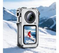 Camera Cage for Insta360 X6 with Silicone Lens Cover and Mic | for aluminium Alloy, for Quick Release Knob, Silicone Lens Cover, Mic Wind Muff for Noise,13.6x5.8x2.3cm, for Outdoor Filming