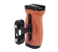 Camera Cage Side Handle, Camera Cage Handle Grip with Cold Shoe Mount, 1/4 Inch Screw and 1/4 Inch Threads, Up and Down Adjustable, Wooden Locating Side Handle
