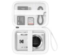Camera Carrying Case for KODAK PIXPRO FZ55/ FZ45 Digital Camera. Vlogging Camera Storage Case. Hard Protective Bag With Mesh Pocket Fits Batteries Cable Memory Card Card Reader Accessories, White
