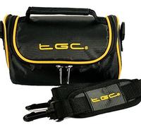 Camera Case Bag with shoulder strap and Carry Handle For The Sony Cyber-shot DSCW800, DSCW810, DSCWX350 (Jet Black With Yellow Trims)