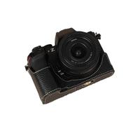 Camera Case Black Genuine Leather Protective Half Body Cover Base Case with Bottom Opening Version For Nikon Z50II Mirrorless Camera