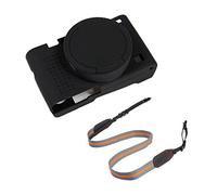Camera Case & Camera Strap Neck Shoulder Strap Set Soft Silicone Black Shockproof Armor Skin Body Cover Protector for Sony Cyber-shot DSC-RX100 VII camera, One Size (BG43UK)