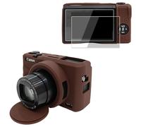 Camera Case for Canon Powershot G7 X Mark III with 2PCS Screen Protector,Full Protection Soft G7X III Silicone Case Detachable Lens Cover Protective Cover for Canon G7XIII G7X3-Coffee