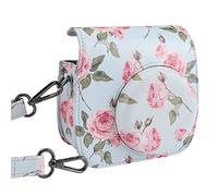 Camera Case for Fujifilm Instax Mini 8 Mini 8+ Mini 9, Yoption Classic Blue Vintage Floral Pu Leather Camera Case Bag with Strap for Fujifilm Instax Mini 8/8+/9