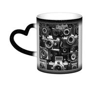 Camera Collection Print Thermal Color Changing Mug, Ceramic Coffee Cup, Magic Mug for Home Office Cafe