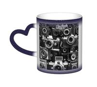 Camera Collection Print Thermal Color Changing Mug, Ceramic Coffee Cup, Magic Mug for Home Office Cafe