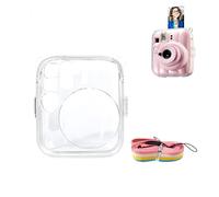 Camera Crystal Case Compatible with Fujifilm Instax Mini 13, Clear PC Protective Shell with Rainbow Strap