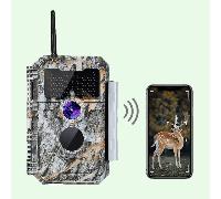 Caméra de Chasse WiFi Bluetooth,64MP et des vidéos HD 1296P,Détection de Mouvement 110°PIR, Protection de Mot de Passe et IP66 Étanche|W600 Cendre de Bois Flotté