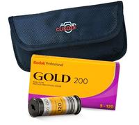 Camera Film Bundle with Kodak Gold 200 Medium Format Film 5-Pack & Clikoze Storage Case