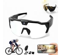 Camera Glasses, Sports Glasses with Camera, HD 1080P Video Recording and Photo Taking, mit 32GB Memory Card, Camera Sunglasses for Cycling Hiking Travel