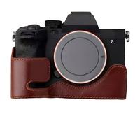 Camera Half Case Compatible with Sony Alpha7Rv/A7R5/A7M4/ILCE-7M4/ILCE-7RM5 Genuine Leather Protective Aluminum Core Shockproof Design Handmade Premium Leather Full Access (Coffee)