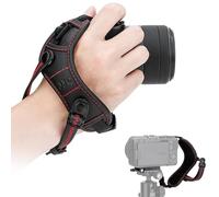 Camera Hand Wrist Grip Strap w Arca Quick Release Plate & Small Strap Lugs | for Nikon Coolpix P950 P1100 P6000 ZV-E10 for Lumix S5IIX S9 S1II S1 IIE S1RII EOS R50 R50V R100, Microfiber Leather, RED