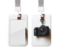 Camera Hanging On White Wall Heavy Duty Id Card Badge Holder Plastic Name Tag Badge Holder with Clear Window Waterproof Card Protector Sleeve for Nurse Doctor Teacher Office Employee