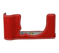 Camera Leather Half Case, PU Protective Case for Fuji X-E5 Detachable Carrying Cover for Against Scratches Im-pact, 10x10x5cm(Red)