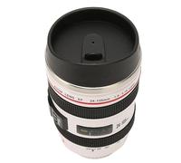 Camera Lens Coffee Mug, Universal Stainless Steel Coffee Mug with Camera Lens Personalized Securely Attached Lid for Home (White)