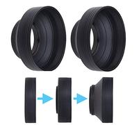 Camera Lens Hood 58mm - Rubber - Set of 2 - Collapsible in 3 Steps - Sun Shade/Shield - Reduces Lens Flare and Glare - Blocks Excess Sunlight for Enhanced Photography and Video Footage