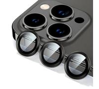 Camera Lens Protector for iPhone 15 Pro Max / 15 Pro Lens Glass Aluminum 3D Ring Cover, HD Clarity, iPhone Camera Design Matching, Anti-Scratch, Full coverage (Black)