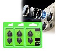 Camera Lens Protector for iPhone 17/17 Air/iPhone 17 Pro Max Tempered Glass Camera Lens Protector, Metal Individual Ring Design, Easy Installation, 3-Pack (3, Black, iPhone 17 Air)