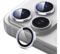 Camera Lens Protector for iPhone 17 Pro Max, 9H Tempered Glass Cover with Diamond Metal Ring, Ultra HD AntiScratch Silver
