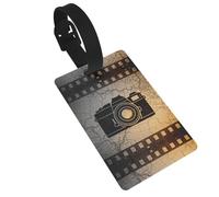 Camera Map Icon Luggage Tags for Suitcases - Durable PVC ID Tags with Detachable Straps for Travel, Backpack, Golf Bag, Anti-Loss