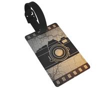 Camera Map Icon Luggage Tags for Suitcases - Durable PVC ID Tags with Detachable Straps for Travel, Backpack, Golf Bag, Anti-Loss
