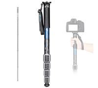 Camera Monopod Carbon Fiber Portable Compact Lightweight Travel Monopod with Wrist Strap, Silicone Handle, Twist Locks, 5-Section up to 165cm, Max Load 15kg，Black(MPQ-325C)