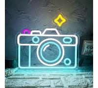 Camera Neon Sign, Back To School Supplies Dimmable LED Cute Photography Studio Camera Neon Light, Camera Store Wall Art for Party Cafe Shop Photo Studio Living Room Decor Enthusiasts Birthday Gift