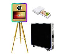 Camera Photo Booth Mirror DSLR Photobooth Portable Selfie Machine 15.6" Touch Screen with Mini PC RGB Lights Frame for Wedding Party (Photo Booth Machine+Mini Printer)