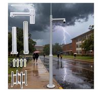 Camera Pole,Weatherproof Security Camera Pole, Adjustable 6.6-19.7ft Surveillance Stand, Removable 2-3 Section Post with Screws & Ground Cage, Light Coffee Color