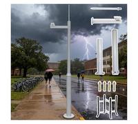 Camera Pole,Weatherproof Security Camera Pole - Removable 2-3 Section Surveillance Stand Post with Screws & Ground Cage, Adjustable Height 6.6-19.7ft for Outdoor Use