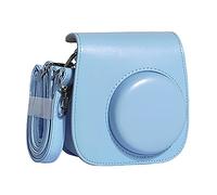 Camera Protective Case Shock-proof Anti-scratch Digital Camera Carrying Pouch Faux Leather Mini Camera Case with Removable Shoulder Strap for Fujifilm-Instax Mini 11 Instant Film Camera Blue