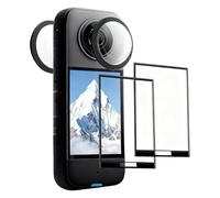 Camera Protective Film 2 Set for Insta 360 X3 360 Action Camera, with Adhesive Sticky Lens Screen Cap Protector Ensures TWaterproof Anti-Scratch Removable 9H Hardness High Transparency and Durability