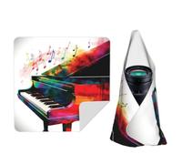 Camera Protective Wrap Anti-Scratch Dustproof Lens Protector Wrapper, Black | Colorful Piano Keyboard Music Magic Self-Adhesive Cloth Portable Lazy Makeup Bag For Dlsr Slr Lens Tablet
