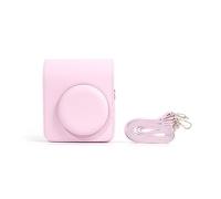 Camera PU Storage Bag for instax Mini 13, Leather Magnetic Buckle Travel Carrying Case with Back Pocket and Adjustable Shoulder Strap, Pink