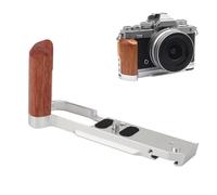 Camera Quick Release Plate for Nikon ZFC, L Shape QR Plate with Wood Hand Grip with 1/4 Inch Screw Hole Cold Shoe Mount Vertical Quick Release Plate (Silver)