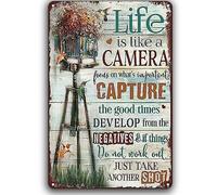 Camera Retro Retro Vintage Metal Plaque Sign Life Is Like A Camera Wall Art Nostalgic Vintage Tin Sign For Home Bar Pub Club Bathroom Man Cave Garage 20x30cm