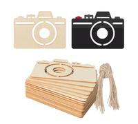 Camera Shape Wood Craft Cutout Wall Art Unfinished Ornaments for Craft Present Tags Photography Studio Door Hanger Home Party Decoration 20 Pcs